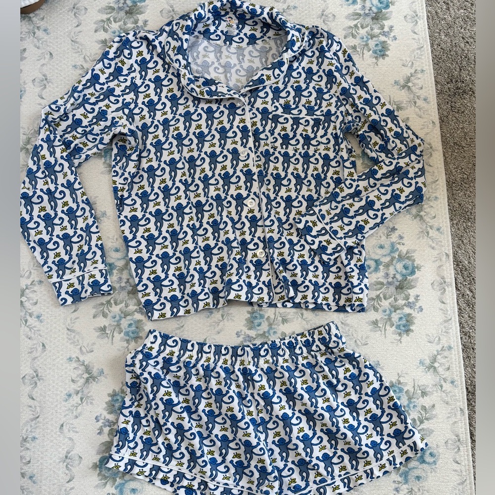 blue roller rabbit long sleeve & shorts pajama SET